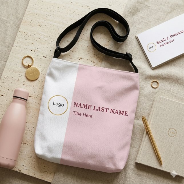 Add Logo Simple Blush Pink  Name Title Crossbody Bag (Creator Uploaded)
