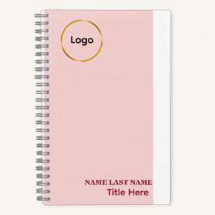 Add Logo Simple Blush Pink Name Title Notebook