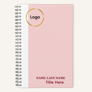 Add Logo Simple Blush Pink Name Title Notebook