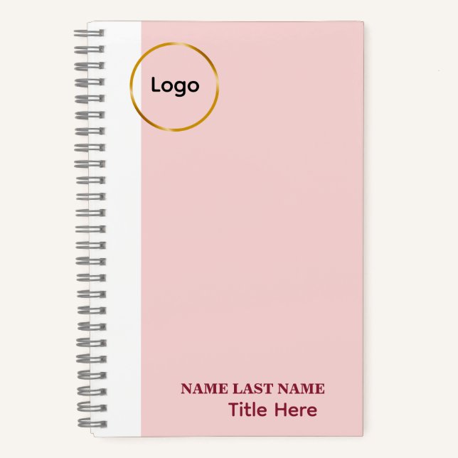 Add Logo Simple Blush Pink  Name Title Notebook (Front)