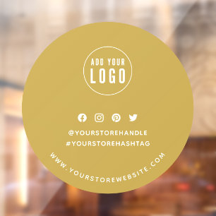 Add Logo Social Media Editable Background Round Window Cling