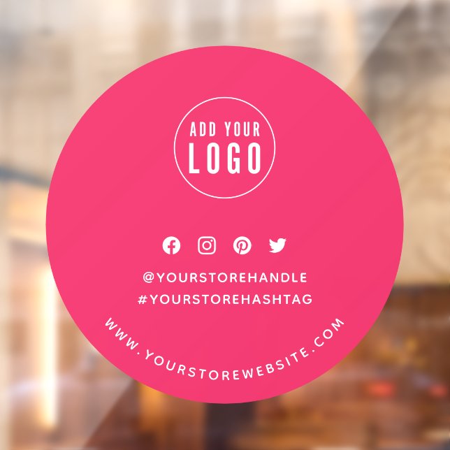 Add Logo Social Media Editable Background Round Window Cling (Sheet 2)