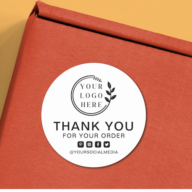 Add Logo Social Media Order Thank You Classic Round Sticker (Creator Uploaded)