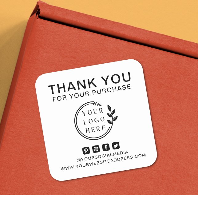 Add Logo Social Media Order Thank You Custom Square Sticker (Creator Uploaded)