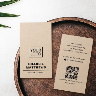 Add logo social media QR Kraft paper business card