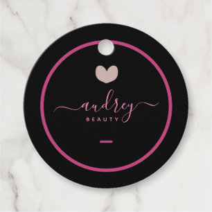add logo stylish signature pink and black favour tags