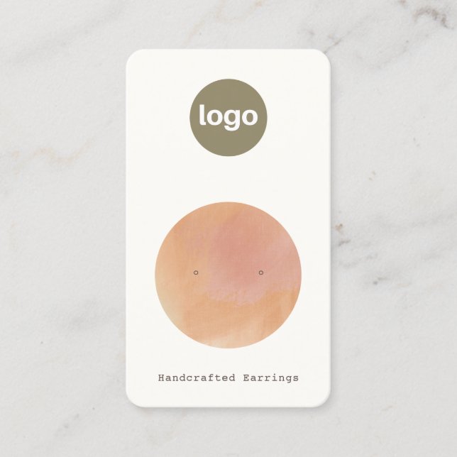 Add Logo Terracotta Watercolor Stud Earring  Business Card (Front)