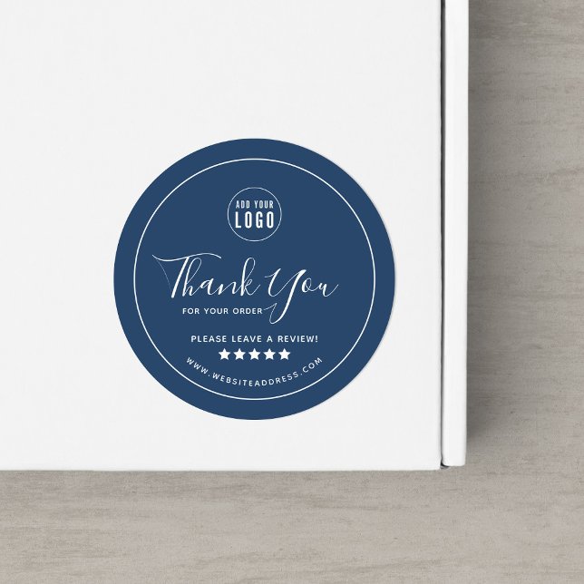 Add Logo Thank You Leave a Review Custom Colour Classic Round Sticker (Creator Uploaded)