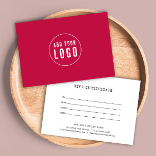 Add Logo Typewriter Custom Colour Gift Certificate