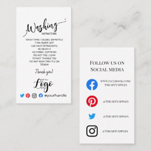 ADD LOGO washing instructions CARE CARDS simple