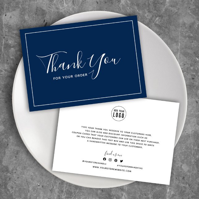 Add Logo White Border Editable Colour Thank You Card (Creator Uploaded)