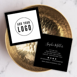 Add Logo with Editable Border Colour Social Media Square Business Card