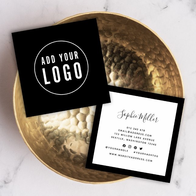 Add Logo with Editable Border Colour Social Media Square Business Card (Creator Uploaded)