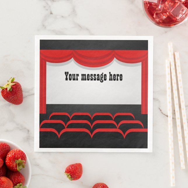 Add message movie theatre party paper napkins (Insitu)