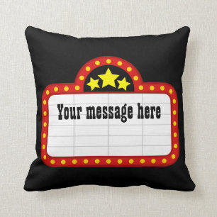 add message Movie theatre sign decor pillow
