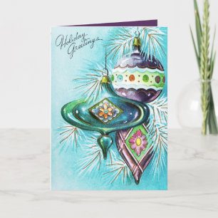 add Message Vintage retro bulbs christmas card