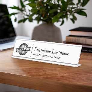 Add Modern Business Logo, Name, Professional Title Desk Name Plate