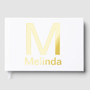 Add monogram simple minimal text name details guest book