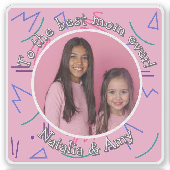 Add Mother's Day Photo Best Mum Ever Retro Pattern (Front)