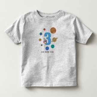 Add NAME - 3rd Birthday Solar System Planets  Toddler T-Shirt