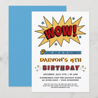 Add Name 4TH or Any Age Birthday Party Invitation