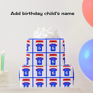 Add name 6th birthday t-shirt wrapping paper