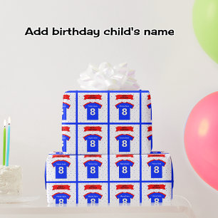 Add name 8th birthday t-shirt wrapping paper
