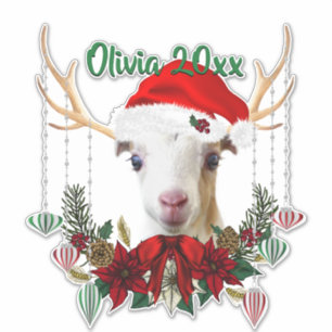 ADD NAME - Adorable Christmas LaMancha Goat Kid