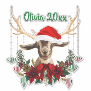 ADD NAME - Adorable Christmas Toggenburg Goat Kid