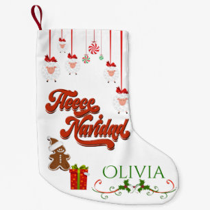 ADD NAME -  Adorable Sheep Fleece Navidad Small Christmas Stocking