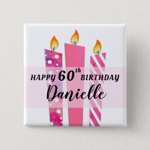 Add Name and Age Cool Candles Happy Birthday Gift 15 Cm Square Badge