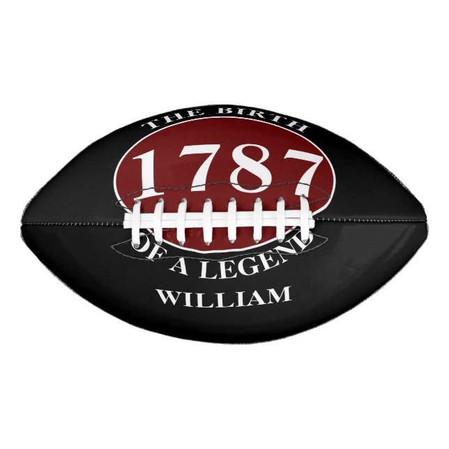 Add Name And Year Birthday Black American Football (Front)