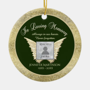 Add Name Angel Wings Memorial Ceramic Tree Decoration
