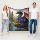 Add Name, Aqua Blue Purple Dragon Near River Fleece Blanket<br><div class="desc">Add the Name & Text you want,  on this Aqua Blue Purple Dragon Near River Design - - See my store for lots more great Dragon Gifts.</div>