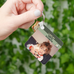 Add name auntie double sided leaves green key ring