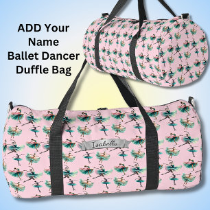 Add Name, Ballerinas on Pink Duffle Bag