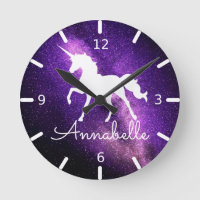 ADD NAME / Beautiful Unicorn Purple Space
