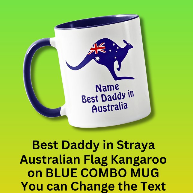 Add Name, Best Daddy Australia, Blue Kangaroo Flag Mug (Creator Uploaded)