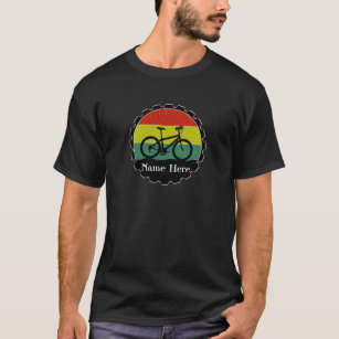 Add Name Bicycle Bike on Vintage Grunge Rainbow Ho T-Shirt