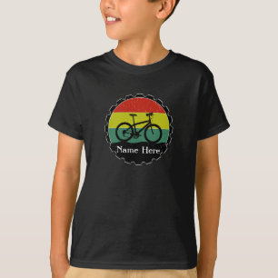 Add Name Bicycle Bike on Vintage Grunge Rainbow T-Shirt