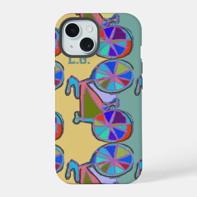 Add Name Bikes Colorful pattern iPhone 15 Case (Back)