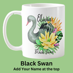Add Name Black Swan Australian Animal Bird Coffee Mug