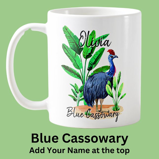 Add Name Blue Cassowary Australian Bird Animal     Coffee Mug (Creator Uploaded)