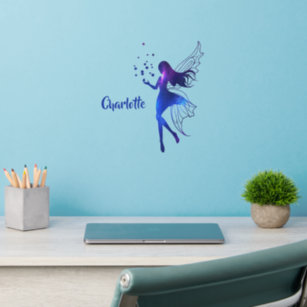 Add Name  Blue Hand Painted Fairy Wall Decal
