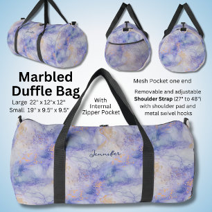 Add Name Blue Mauve Gold Marbled Duffle Bag
