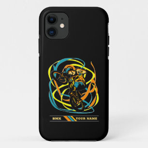 Add Name BMX Bike Rider Turns Swirls Freestyle iPhone 11 Case