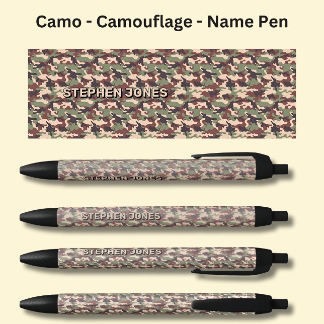 Add Name, Camo Desert Brown Sand Black Ink Pen (Creator Uploaded)