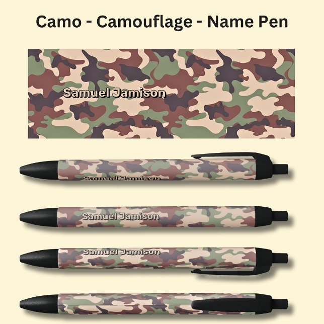Add Name, Camo Desert Brown Sand Black Ink Pen (Creator Uploaded)