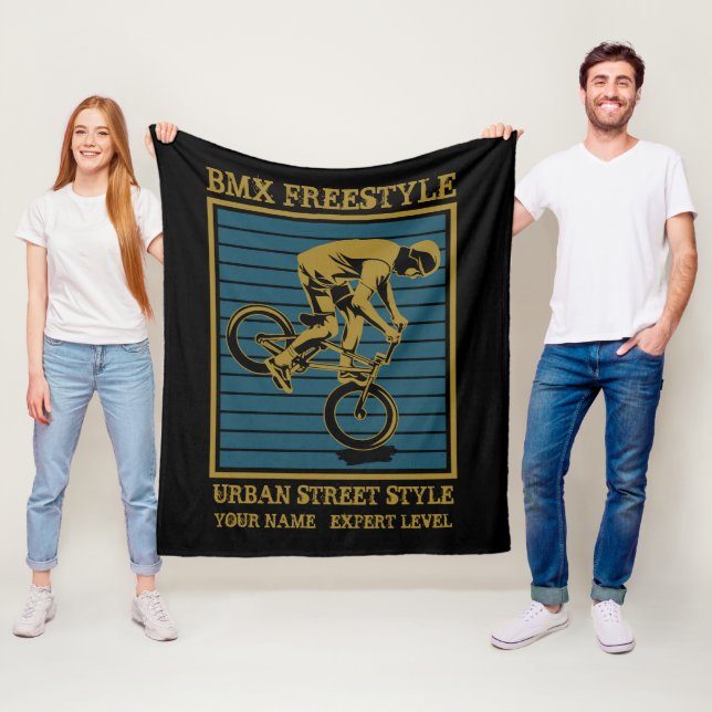 Add Name Change All Text BMX Freestyle Urban Level Fleece Blanket (In Situ)