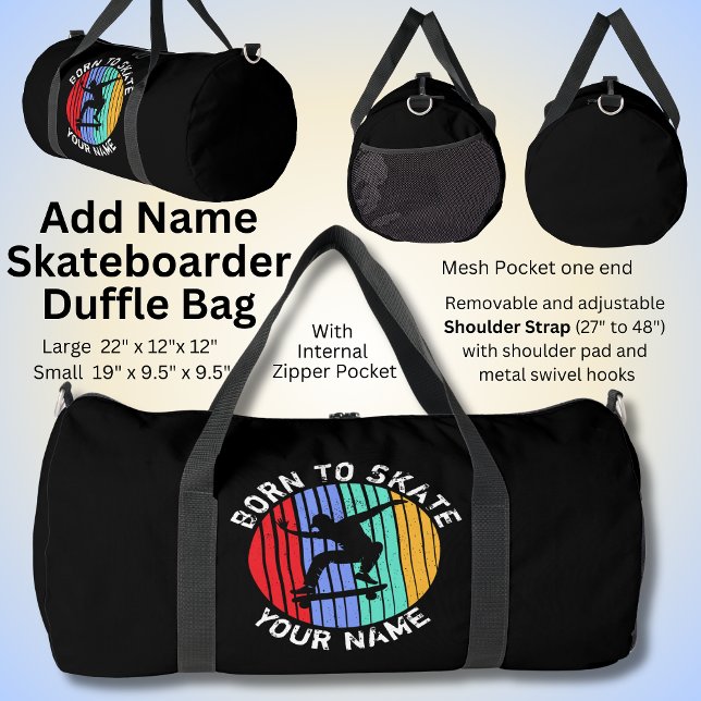 Add Name Change All Text Born To Skate Skateboard  Duffle Bag (Creator Uploaded)